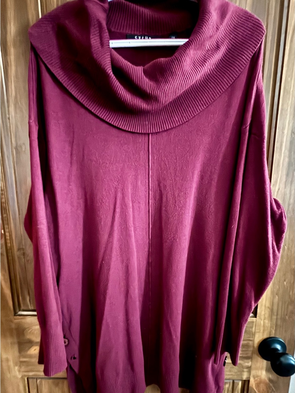 Women's Cowl Neck Sweater Tunic - burgundy